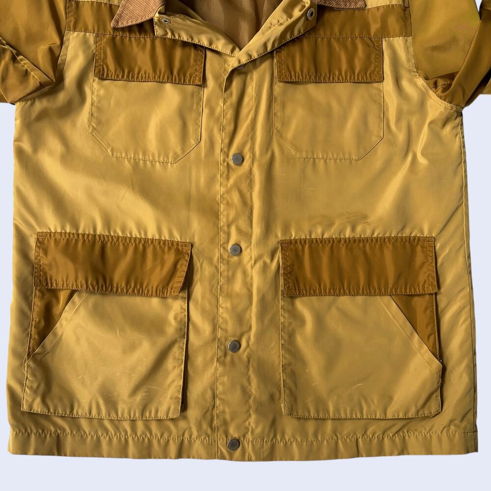ASOS M Retro Utility Jacket Mustard Yellow Patchwork Corduroy Collar 70s - Picture 6 of 8